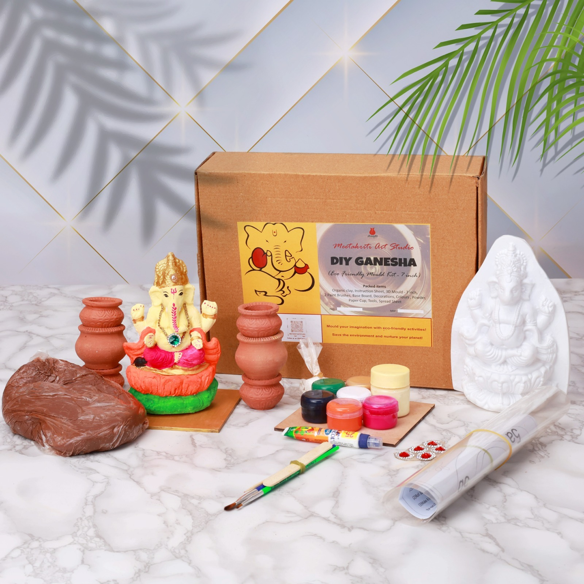 7'' Eco friendly Ganesha Diy 1 peice Mould Kit (Premium)