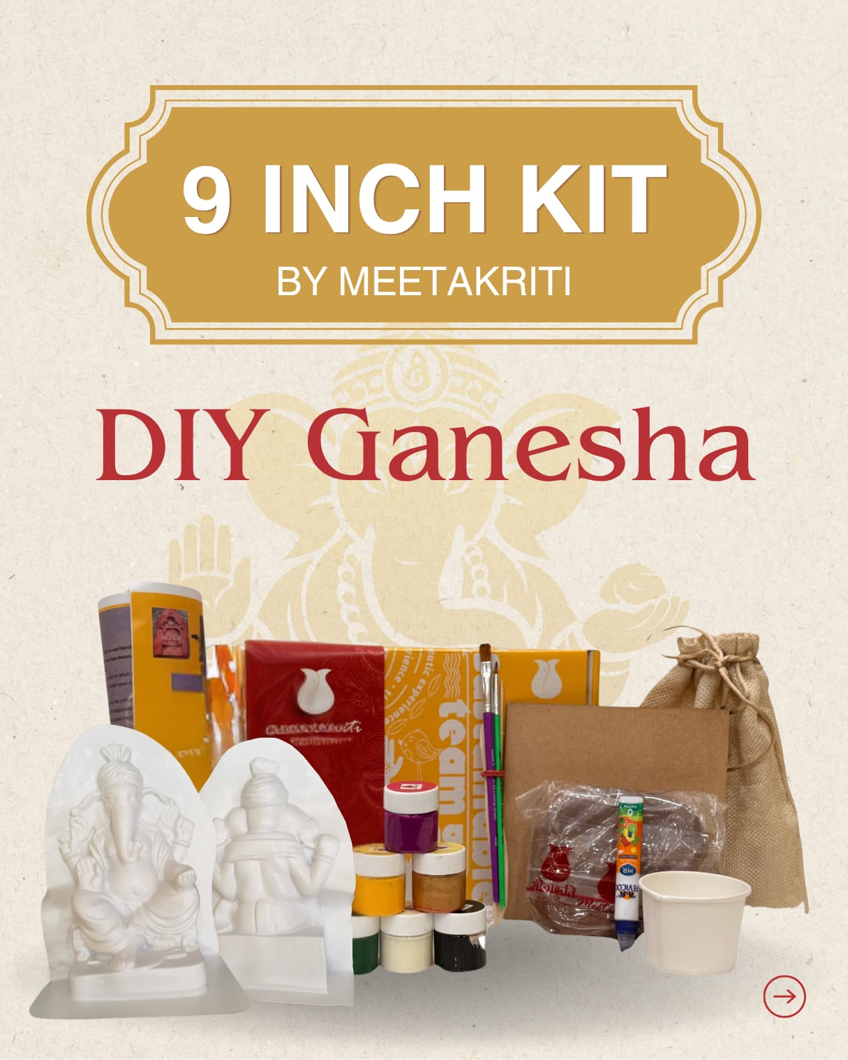 9'' Eco friendly Ganesha Diy 1 peice Mould Kit (Premium) Main image