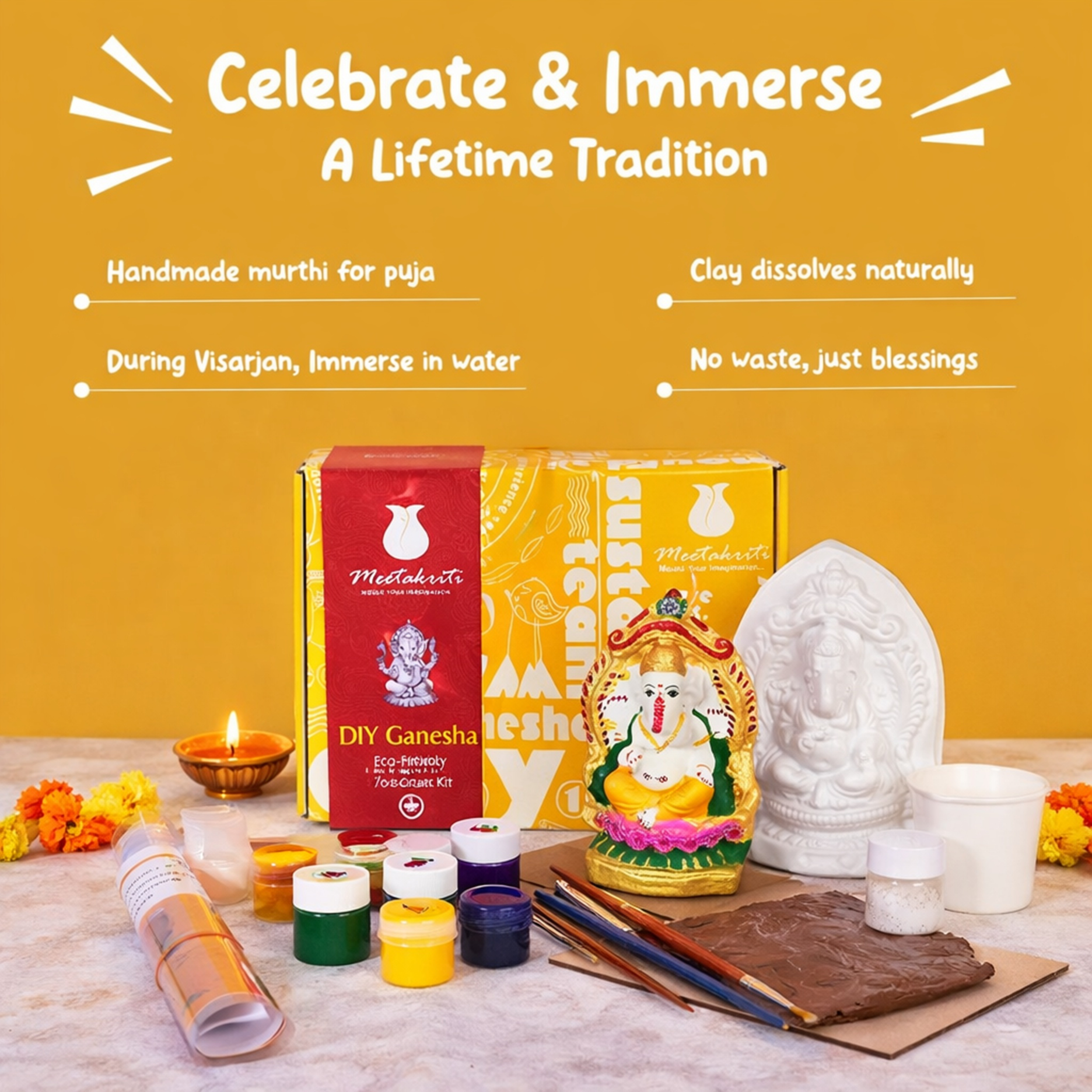 6'' Eco friendly Ganesha Diy 1 peice Mould Kit (Premium) Secondary image